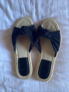Women’s Black Knot Espadrille Slide Sandals - worn once!